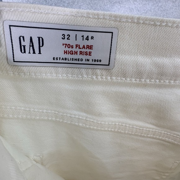 GAP 70s‎ Flare Jeans Women's Sz 32/14 White Stretch High Rise Festival Retro NWT - Picture 5 of 8